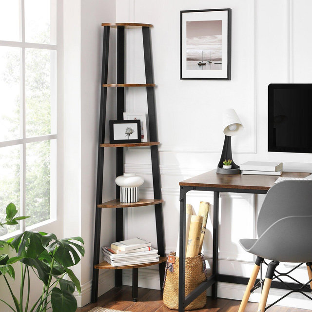 Josh 62.6'' H x 13.4'' W Steel Corner Bookcase