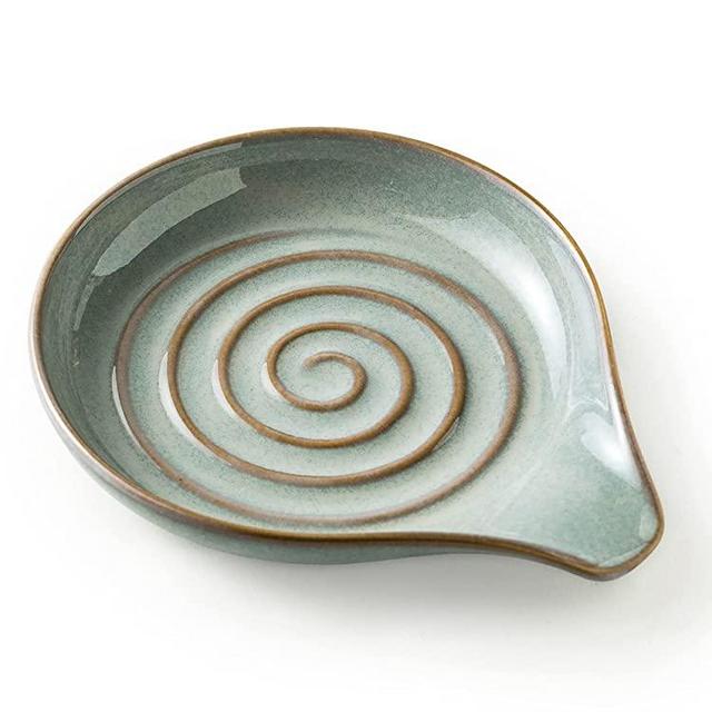 Spoon Rest, 5" Large Spoon Holder for Stove Top Ceramic Spoon Rest Large Size Spatula Rest for Kitchen Utensils, Ladle, Coffee Spoons, Cooking spoons, Spatula, Tongs & More, Unique Gray