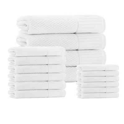 16pc Timaru Turkish Cotton Bath Towel Set White - Enchante Home