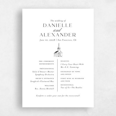 White Classic Wedding Program - Classic Chapel