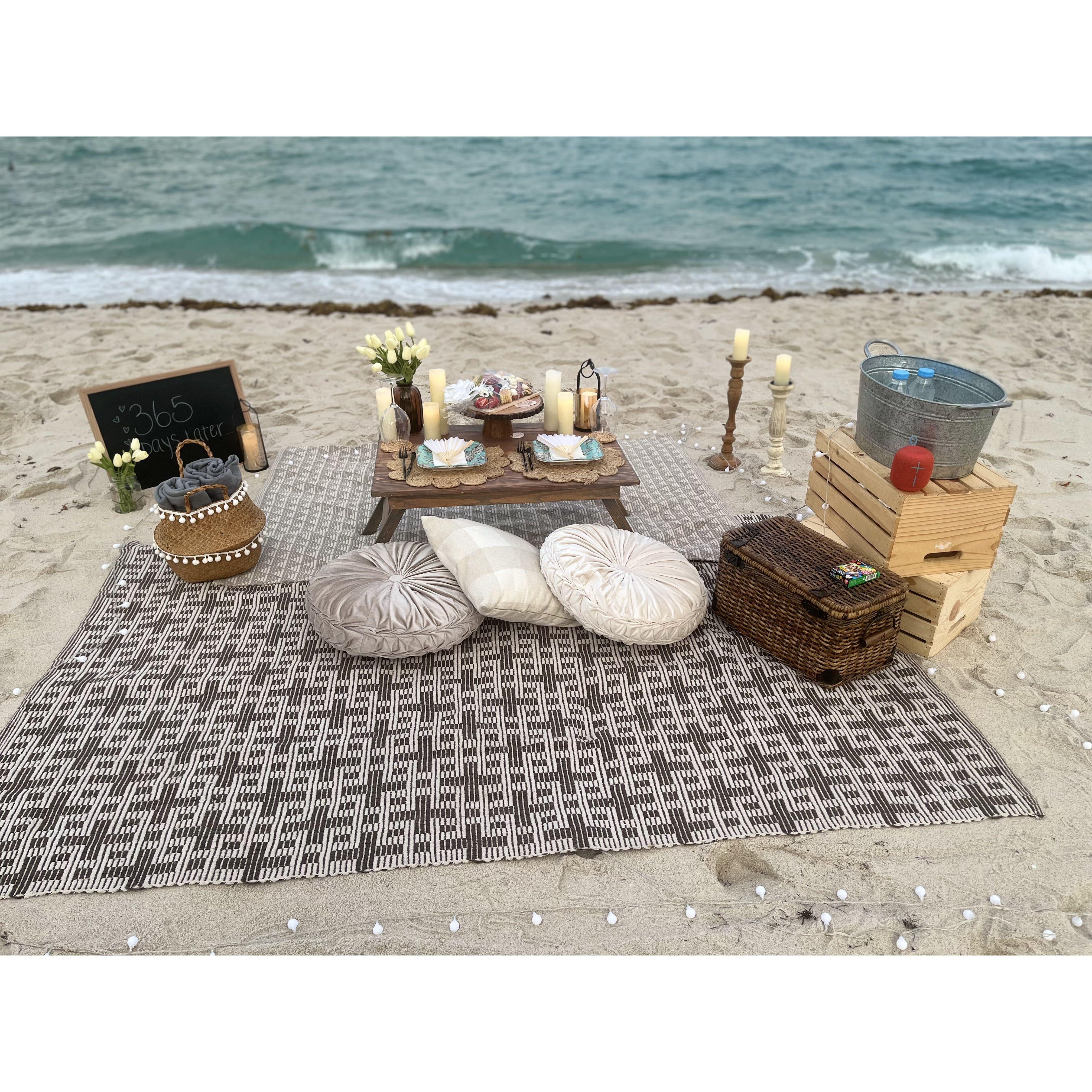 Our first year together.  Nick suprised me with a romantic picnic on the beach with a full moon