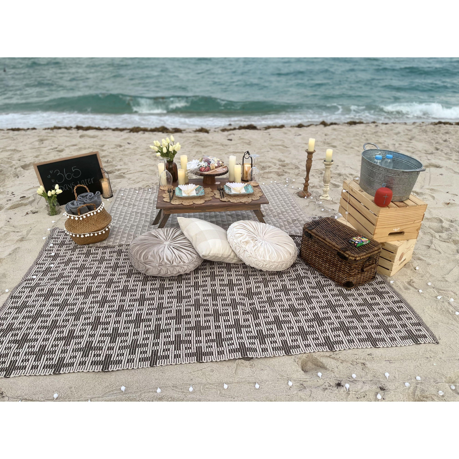 Our first year together.  Nick suprised me with a romantic picnic on the beach with a full moon