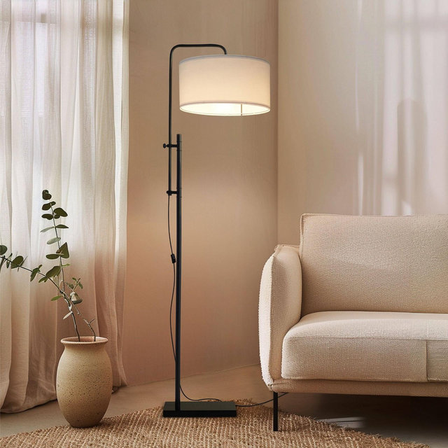 Brightech Leo Mid-Century Arc Floor Lamp Matte Black