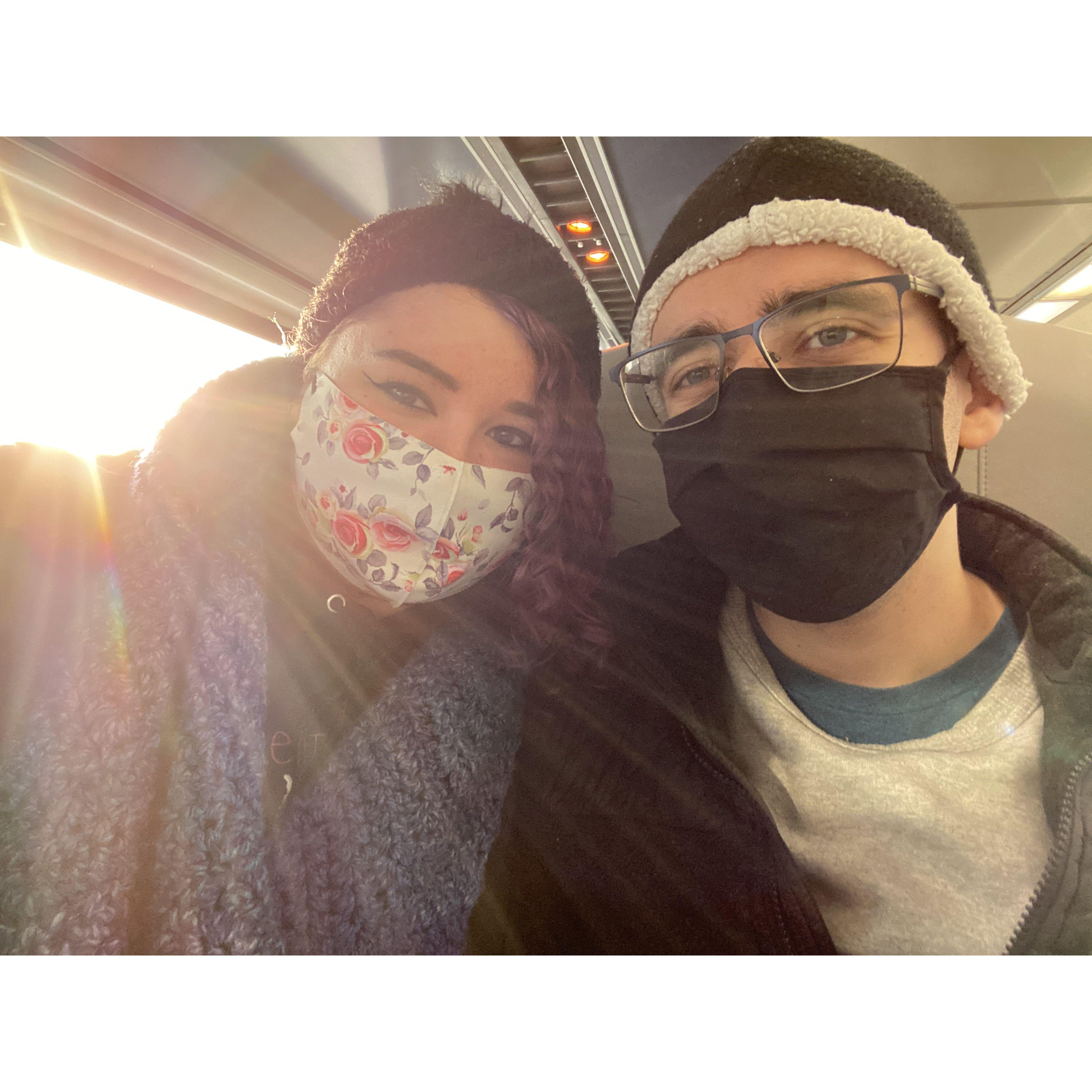 This Photo was taken on a train they took for a day trip Daniel and Omega took to Chicago when they lived in Wisconsin.