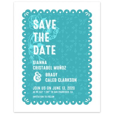 Turquoise, Blue Wedding Digital Save the Date - Rios Portrait