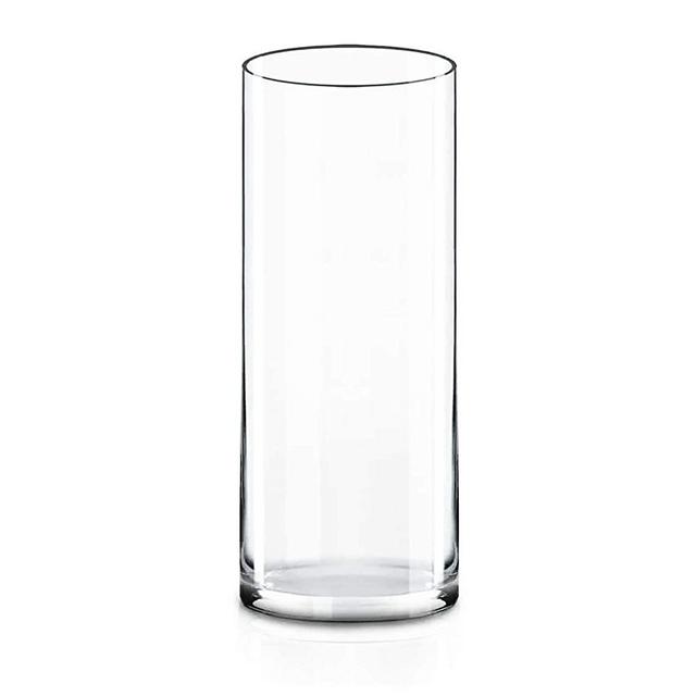 CYS Excel Clear Glass Cylinder Vase (H:12" D:4") | Multiple Size Choices Glass Flower Vase Centerpieces | Hurricane Floating Candle Holder Vase