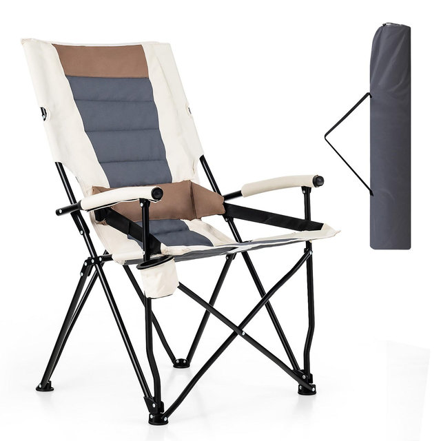 Costway Camping Folding Chair w/ Cup Holder 330 LBS Load Capacity for Picnic Camping