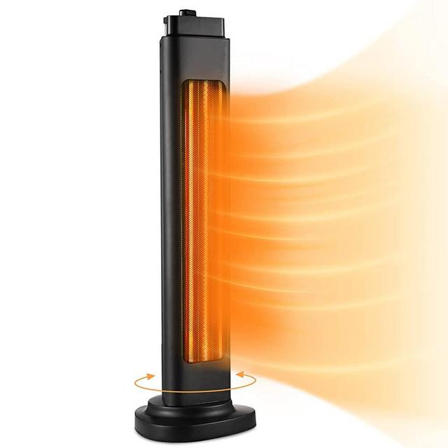 Portable Electric Patio Heater, 1500W 3S Fast Heating Outdoor Heater, Electric heater with 4 Adjustable Modes, 90°Oscillation Space Heater with Overheat & Tip-over Protection for Indoor/Outdoor Use