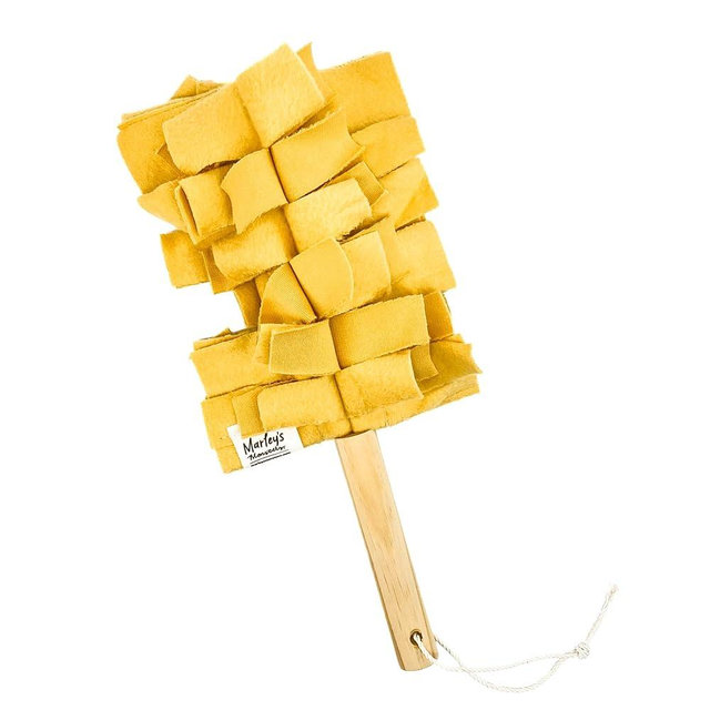 Marley's Monsters Washable Hand Duster + Handle - Organic Cotton Duster Head with Wooden Handle - Scratch Free