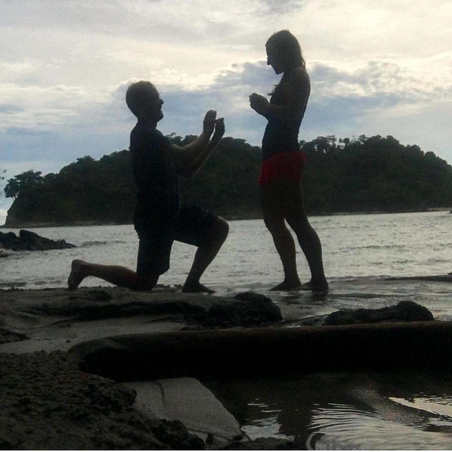 Will proposed in Manuel Antonio National Park on our trip in Costa Rica
