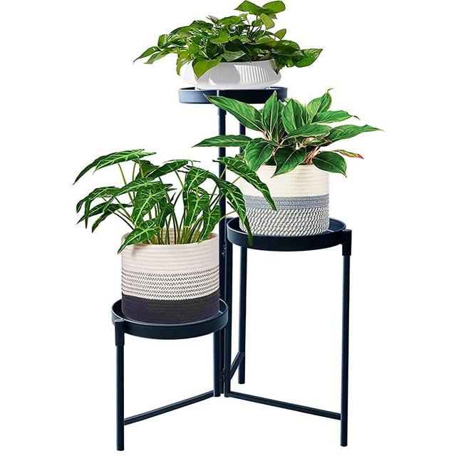 Metal Plant Stand Indoor Outdoor - 3 Tier Flower Pot Holder Shelf - Heavy Duty Potted Flower Pot Organizer - Wrought Iron Planter Display Rack - Corner Vertical Shelves for Garden Patio Lawn balcony