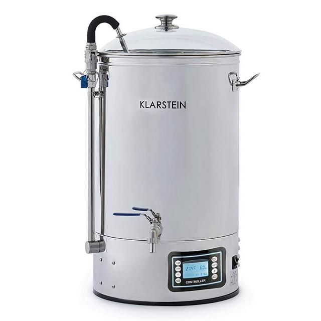 Klarstein Mundschenk, Beer Brewer, Full Home Brewing System, Mash Tun, Home Fermentation of Beer and Wine, LCD and Touch Panel, 304 Stainless Steel, 30 L / 8 Gallon, light silver
