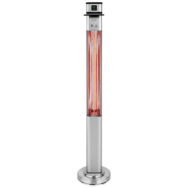 Infrared Outdoor Electric Space Heater - 1500W Portable Fast Heating Outdoor Tower Heater Odorless Waterproof Electric Patio Heater w/ Oscillation, Tip-over Safety Switch - Remote - SereneLife SLOHT42