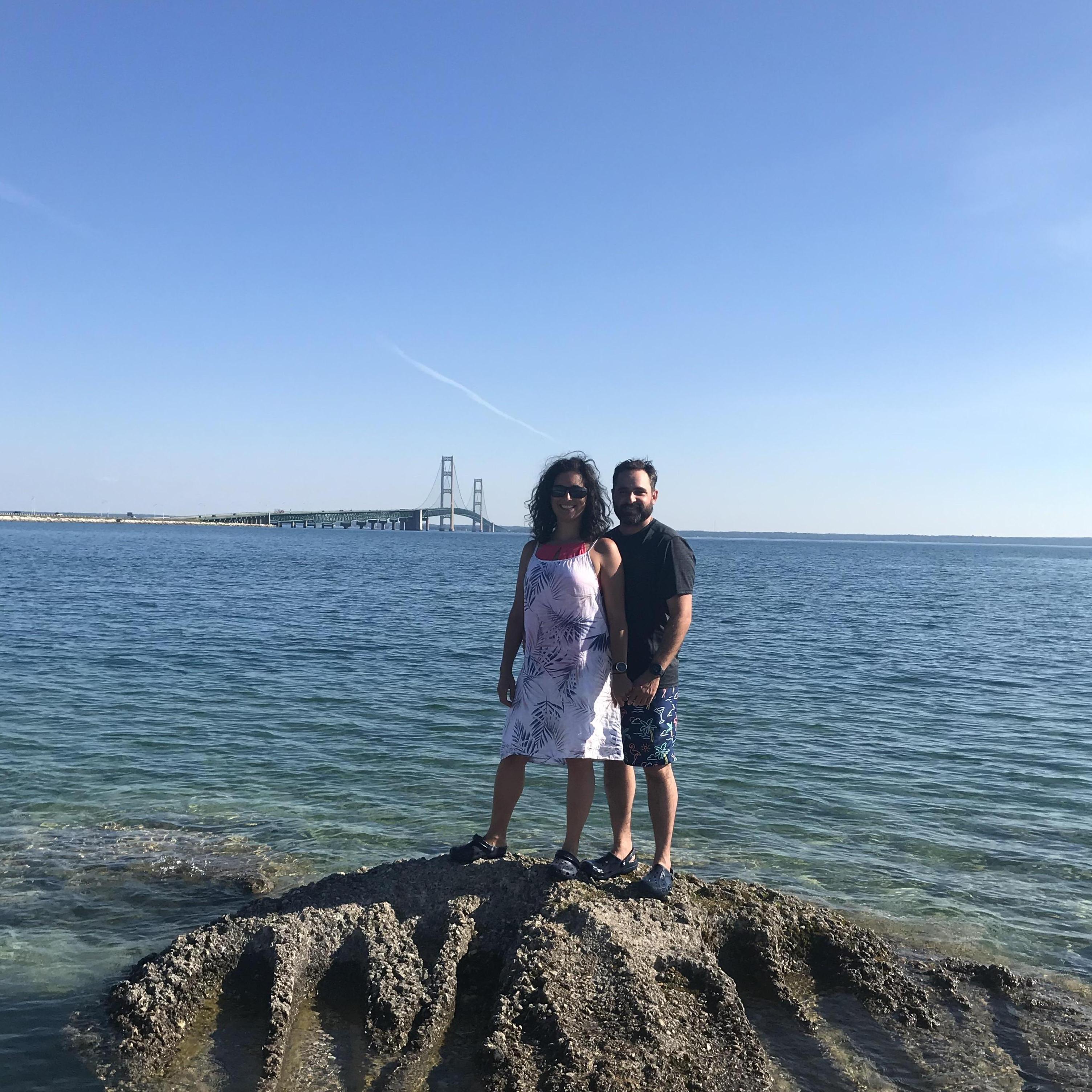 Exploring the Upper Peninsula, with matching crocks.