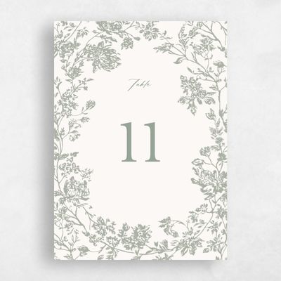 Green Wedding Table Number - Treviso