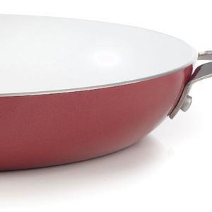 WearEver C94307 Pure Living Nonstick Ceramic Coating Scratch Resistant FTFE PFOA and Cadmium Free Dishwasher Safe Oven Safe Saute Pan Fry Pan Cookware, 12-Inch, Red