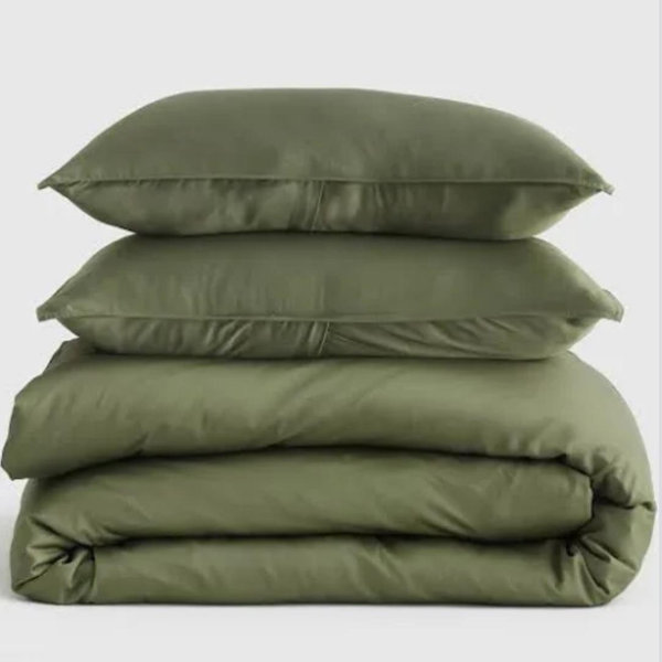 Twin, Olive Organic Bamboo Viscose Duvet Cover Set | Quince