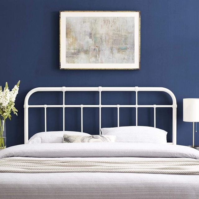 Modway Alessia Modern Farmhouse Metal Queen Headboard in White