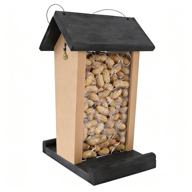 Crow Feeder - Hanging Whole Peanut Bird Feeder, Durable Plastic, Attracts Crows, Woodpeckers, Large Birds & Blue Jays - Outdoor Garden, Yard Use