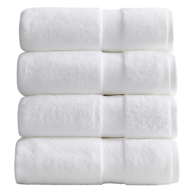 Springtree Home White Bath Towels Set of 4 | Classic Hotel Bath Towels | 100% Combed Cotton | Absorbent Quick-Dry Towels for Bathroom | Oeko-TEX® Standard 100 Cotton | Cynewski Collection - White