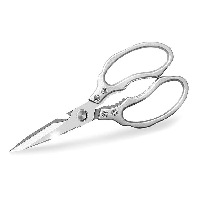 AWinjoy Kitchen Scissors, Heavy Duty Sharp Kitchen Shears Dishwasher Safe , Kitchen Gadgets Cooking Shears for Kitchen Meat Chicken Fish Poultry Herb Bread (Silver)