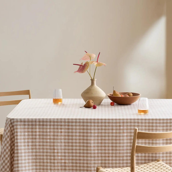 European Linen Tablecloth in Cafe Gingham