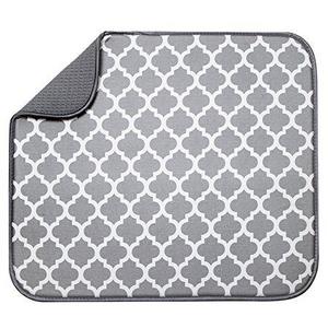 S&T 497400 Microfiber Dish Drying Mat, 16 by 18-Inch, White Trellis