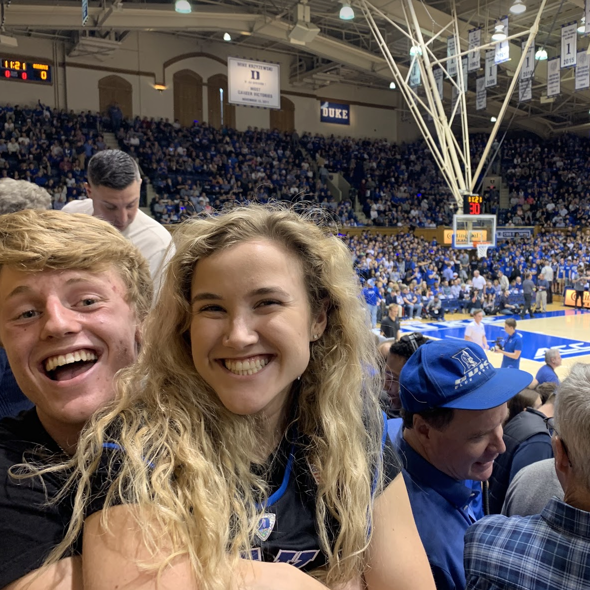 Alex showing Brie how to be one of the Cameron Crazies (March, 2019)