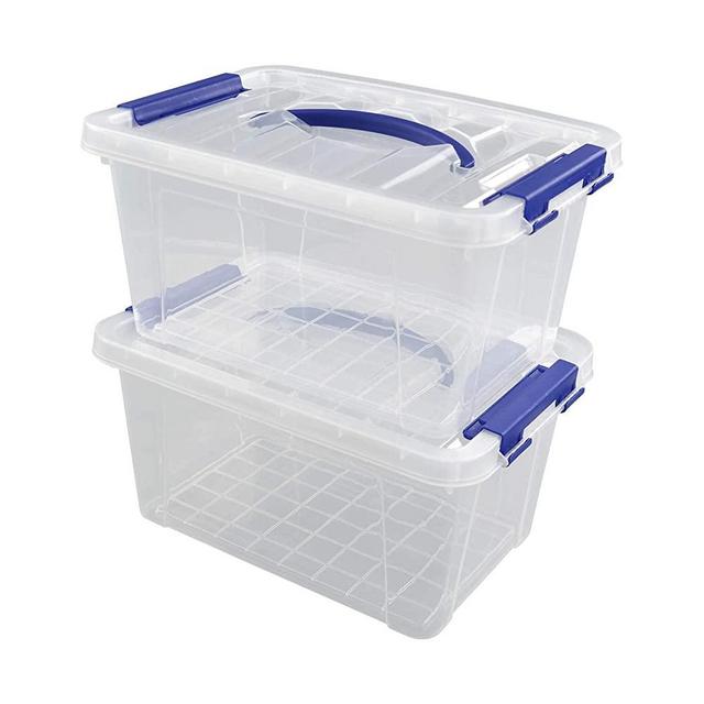 Rinboat 6 L Plastic Storage Bins, Clear, 2 Packs
