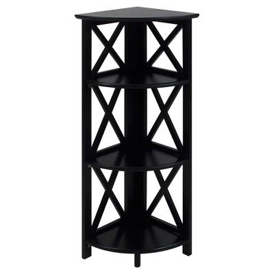 Product description page - 4" Shelf Corner Folding Bookcase - Black -  Flora Home