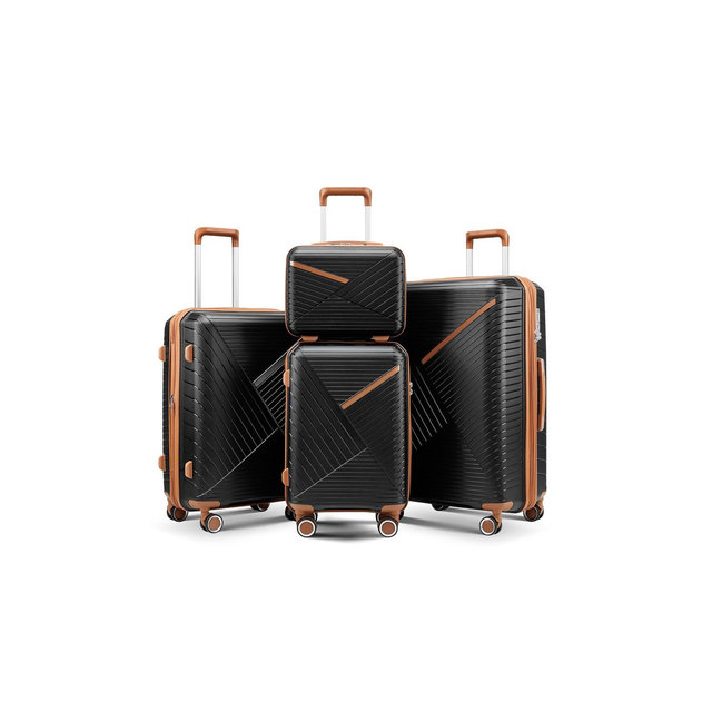 Whisen 4-Piece Luggage Set with Spinner Wheels & TSA Lock - Black