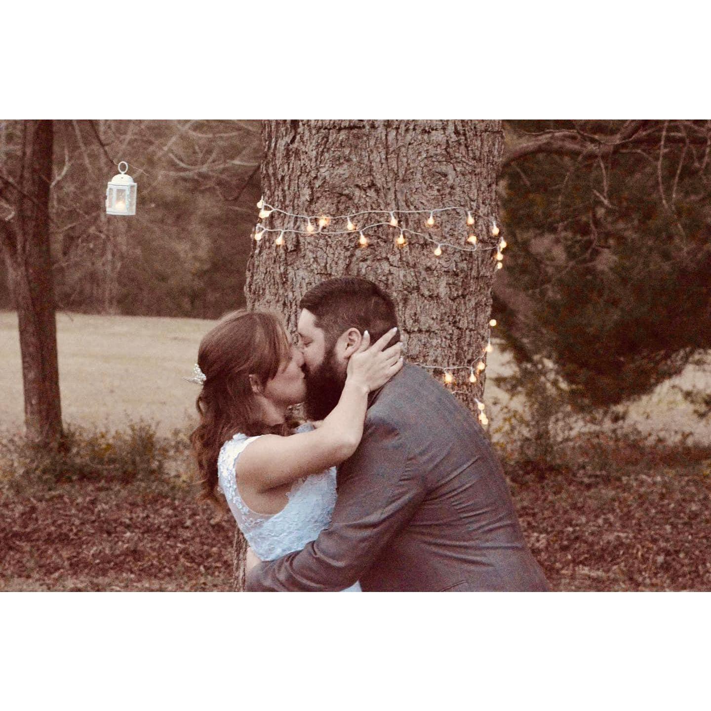 Our first kiss as husband and wife.