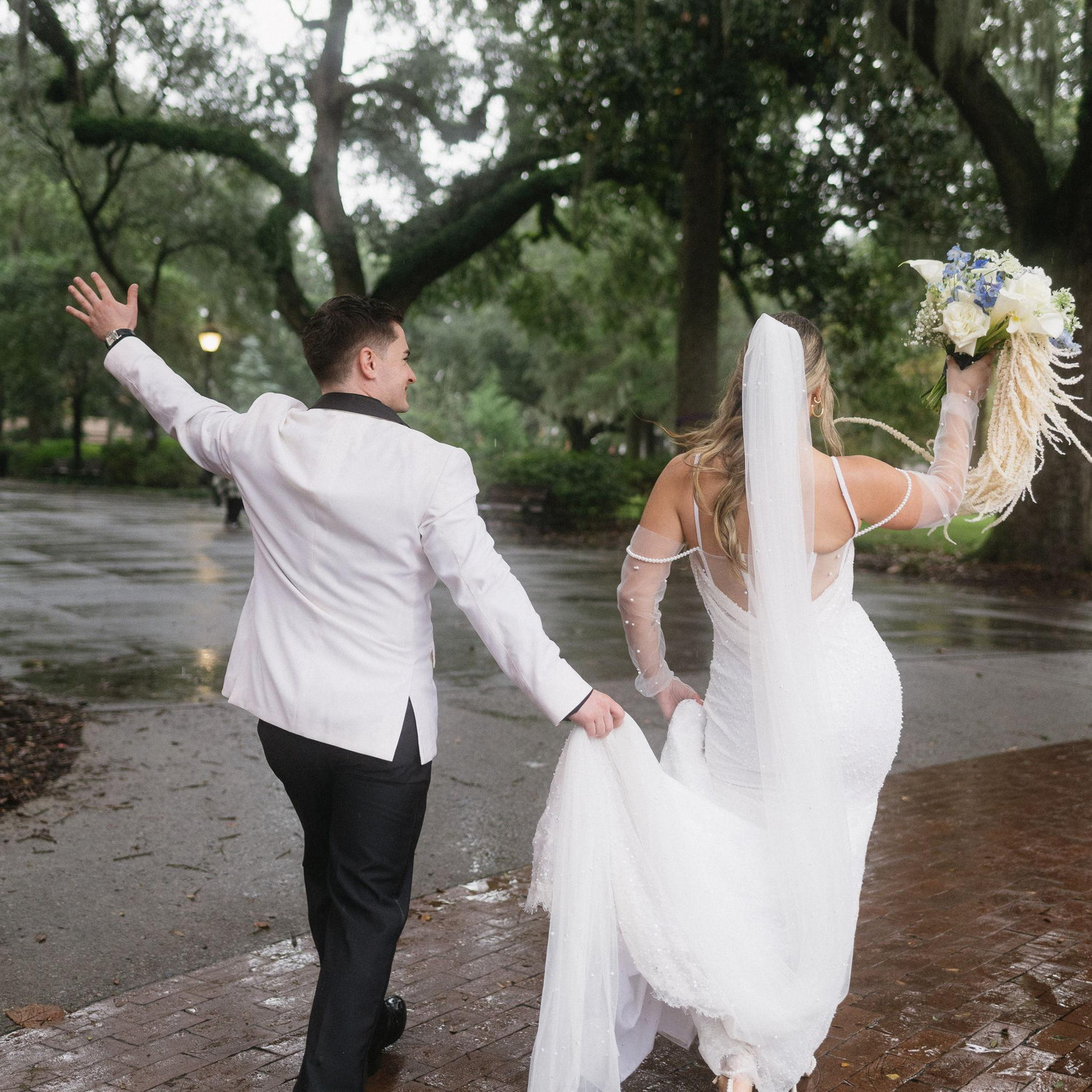 Partying on our way to our ceremony