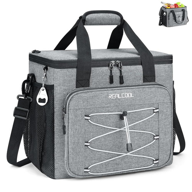 RealCool Soft Cooler Bag 35/45Can, Collapsible Cooler Insulated Leak Proof, Large Lunch Box for Men Women, Soft-Sided Cooler for Picnic, Grocery, Beach, Camping, Travel