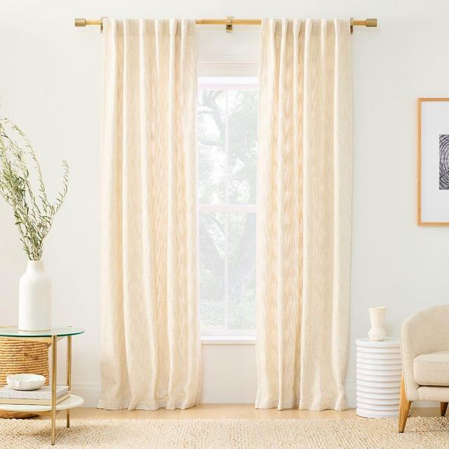 Mid Century Basketweave Curtain - Sand