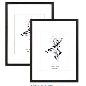 Yaetm 12x16 Black Wood Picture Frame With Mat for 8.5x11 Set of 2, Solid Wood Poster Frame 12 by 16 inches, Wall Gallery Photo Frames for Wall Mounted (2 pack, Black)