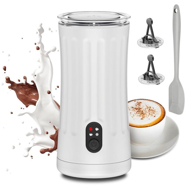 Ovetedot Milk Frother, Upgraded 4-in-1 Milk Frother and Steamer, Hot and Cold Foam Maker and Milk Warmer with Temperature Control & Auto Shut-Off, Frother for Coffee, Latte, Cappuccino, Matcha(Ivory)