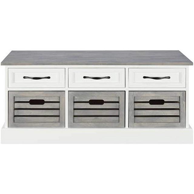 Coaster CO- Storage Bench, White/Weathered Gray