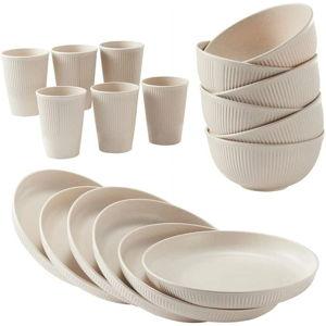 18pcs Wheat Straw Dinnerware Set