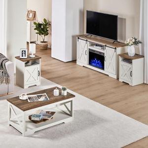 AMERLIFE 5-Piece Farmhouse Living Room Furniture Set - Distressed White (Not Pictured)