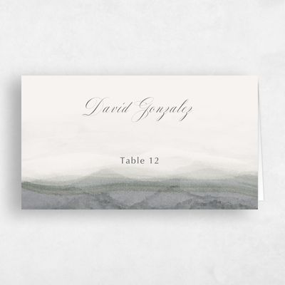 Grey Wedding Place Card - Dew