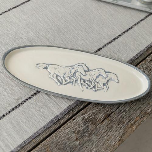 20" Antipasto Tray with Bowl Set in Embossed Running Horse