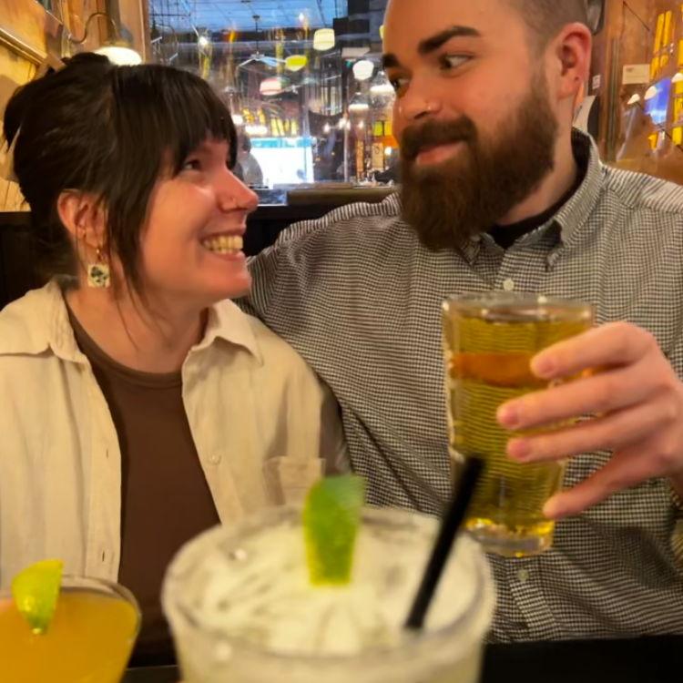 CHEERS- celebrating our engagement with Mama Flannery at Fitz Willy's!
