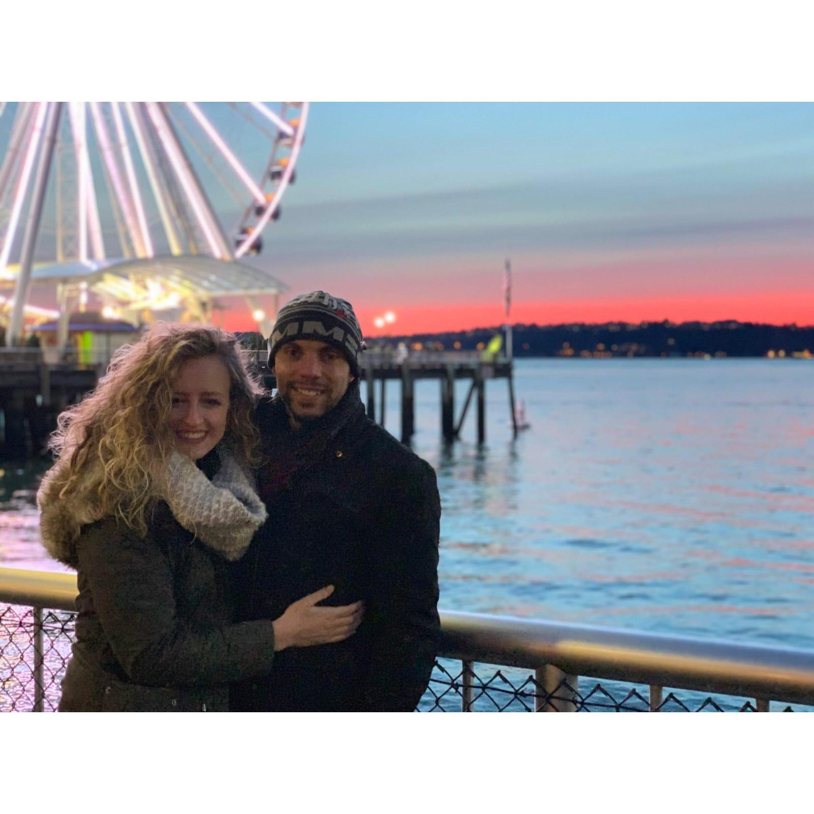 Micah's First trip to the West Coast - Seattle Sunset