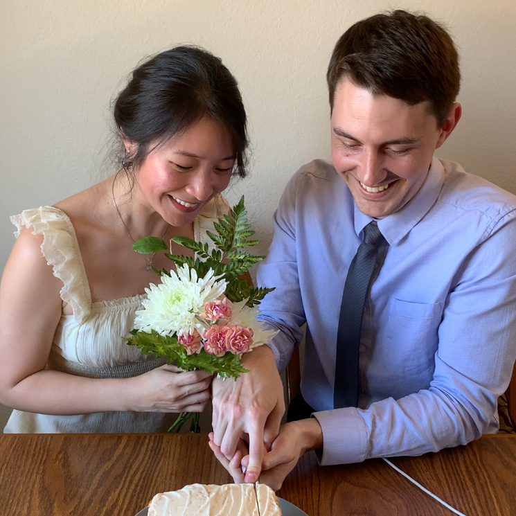 On October 15, 2020, Michelle and Steve officially tied the knot (virtually)! At the end of the ceremony, they celebrated with a cake. It was delicious.