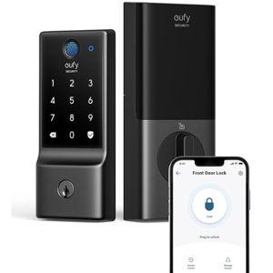 eufy Security Smart Lock C220, Fingerprint Keyless Entry Door Lock, Built-in Wi-Fi, App Remote Control, Front Door Smart Lock Deadbolt, 8Months Battery, Reliable Power, IP53 Waterproof, BHMA Grade 3
