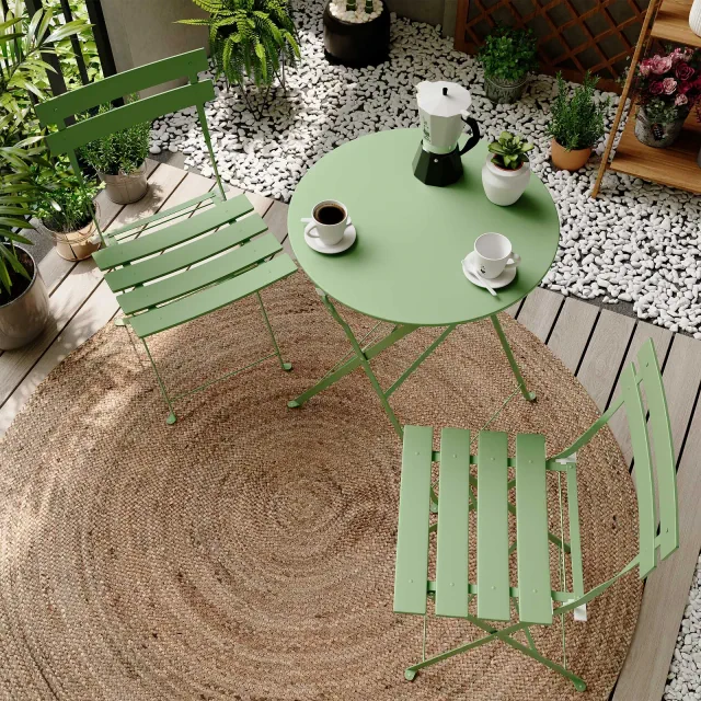 LAUSAINT HOME 3-Piece Folding Bistro Set Outdoor/Indoor Conversation Set for Patio