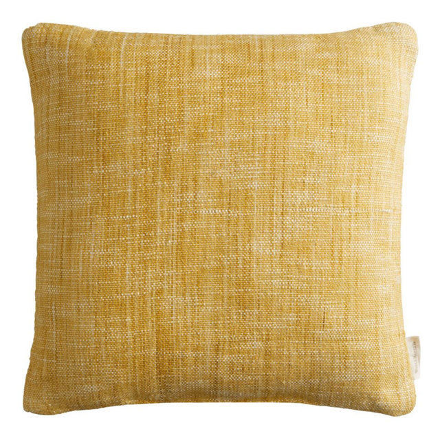 Honey Solid Woven Reversible Indoor Outdoor Throw Pillow