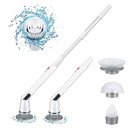 Spin Scrubber, Newest Spin Scrubber 360 Cordless Tub and Tile Scrubber, Power Shower Scrubber with 3 Rotating Brush Heads, Rechargeable Extension Arm Spin Scrubber for Wall, Floor, Bathroom, Kitchen