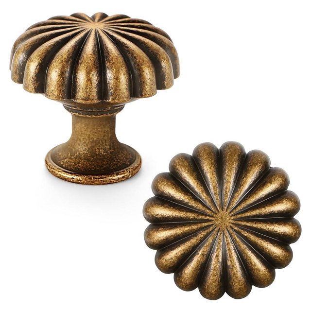 FAPUAL 20 Pack Antique Brass Cabinet Knobs for Kitchen Cabinets and Dresser Drawers，Zinc Alloy Hardware Handles Pulls，Vintage Cupboard Drawer Knob